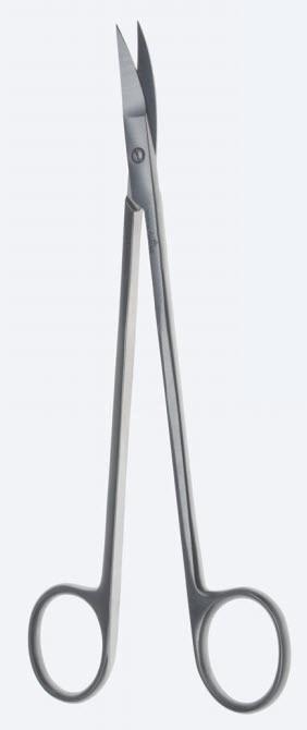 Ножиці, хірургічні, "Kelly", для стоматологічної хірургії, вигнуті, гострокінцеві, загальна довжина 175 мм, 7". Бренд - Asanus Medizintechnik Gmb, Німеччина